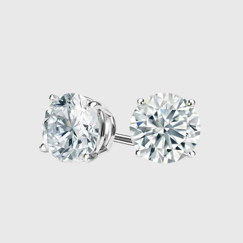 VVS ROUND STUD EARRINGS 5MM - White Gold Vermeil - Cartice™LuxuryJewelryGoldSilverWatchBraceletNecklaceChainIced-outCubanMoissaniteTarnish-freeStainlessDurablePremiumShinePlatedStatementDiamondAffordable