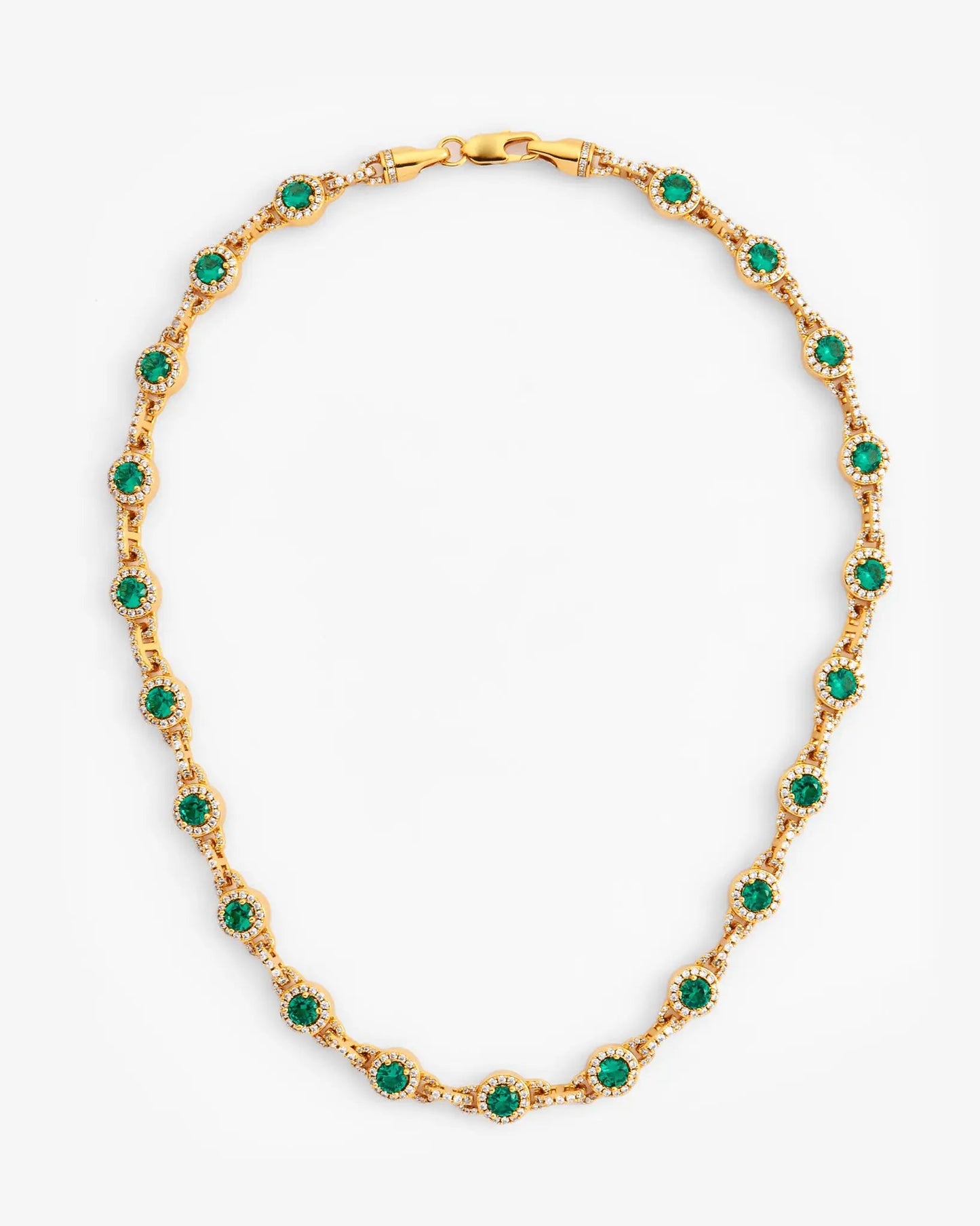 9mm Green Centre Stone Link Chain - Gold - Cartice™LuxuryJewelryGoldSilverWatchBraceletNecklaceChainIced-outCubanMoissaniteTarnish-freeStainlessDurablePremiumShinePlatedStatementDiamondAffordable
