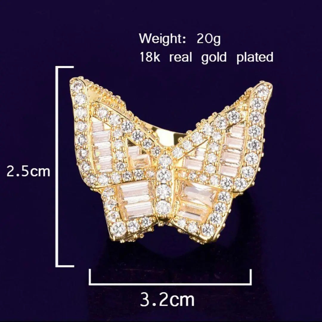 Butterfly Edition Baguette Tennis Iced Out Ring - Cartice™LuxuryJewelryGoldSilverWatchBraceletNecklaceChainIced-outCubanMoissaniteTarnish-freeStainlessDurablePremiumShinePlatedStatementDiamondAffordable