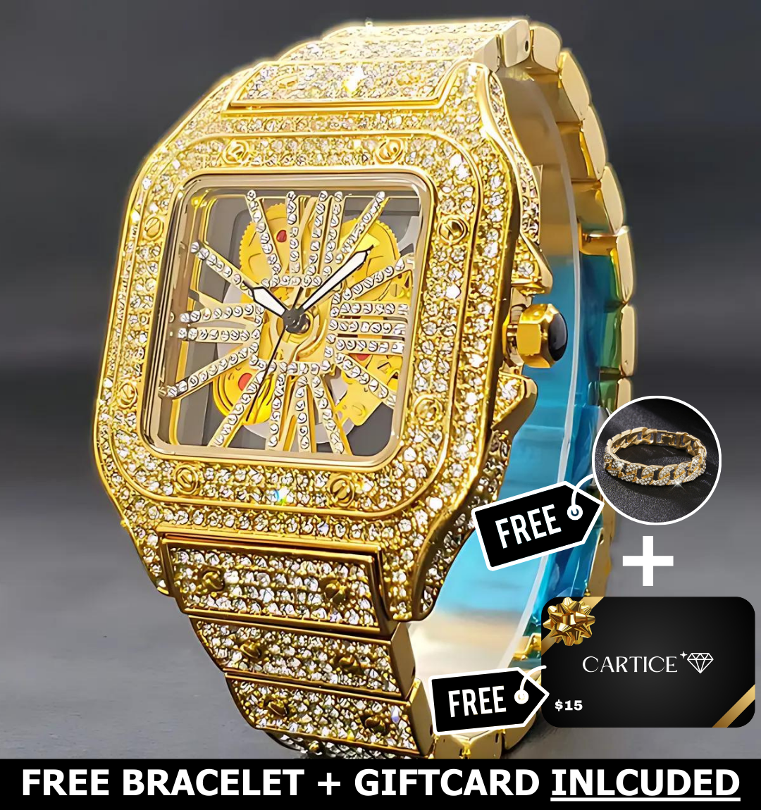 Skeleton Iced Out Watch