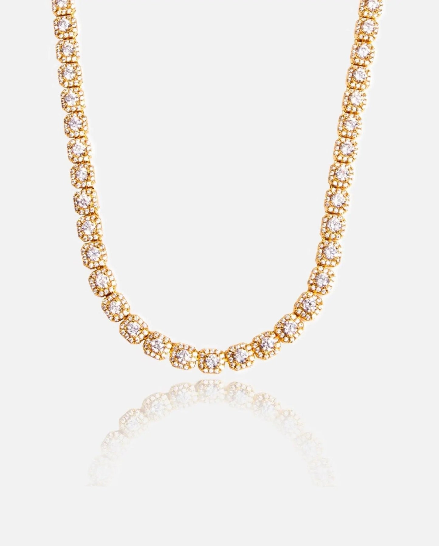 7mm Clustered Tennis Chain - Gold - Cartice™LuxuryJewelryGoldSilverWatchBraceletNecklaceChainIced-outCubanMoissaniteTarnish-freeStainlessDurablePremiumShinePlatedStatementDiamondAffordable
