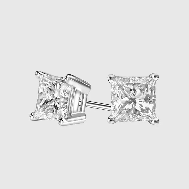VVS SQUARE STUD EARRINGS 1.2 CTW - White Gold Vermeil - Cartice™LuxuryJewelryGoldSilverWatchBraceletNecklaceChainIced-outCubanMoissaniteTarnish-freeStainlessDurablePremiumShinePlatedStatementDiamondAffordable
