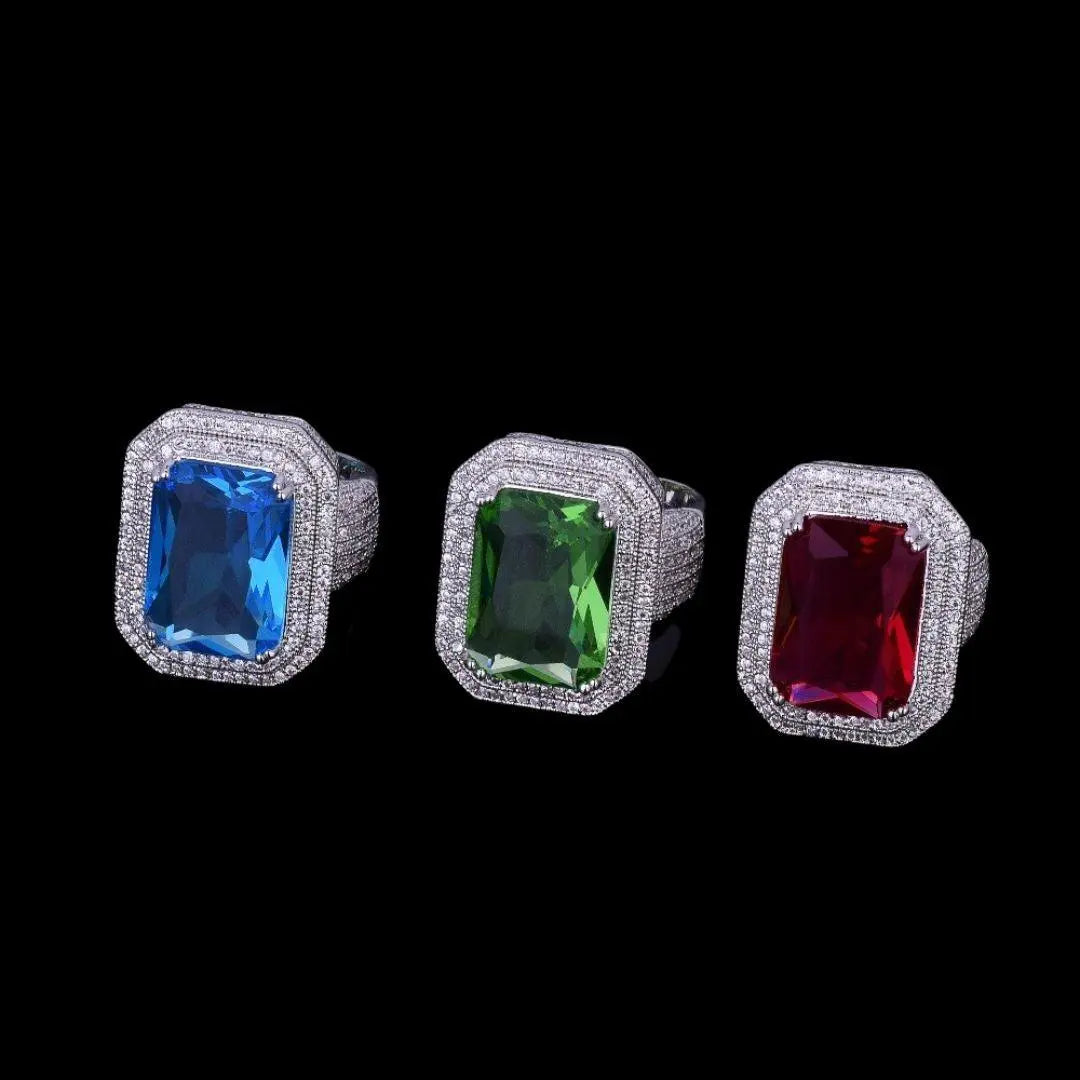 Emerald Stones Iced Out Ring - Cartice™LuxuryJewelryGoldSilverWatchBraceletNecklaceChainIced-outCubanMoissaniteTarnish-freeStainlessDurablePremiumShinePlatedStatementDiamondAffordable