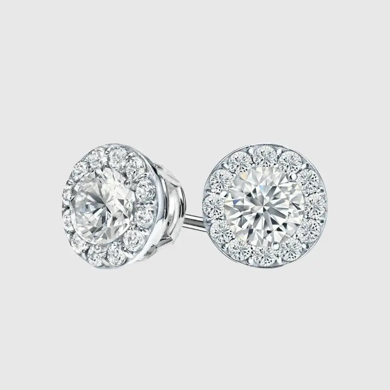 VVS HALO STUD EARRINGS 2.4CTW - White Gold Vermeil - Cartice™LuxuryJewelryGoldSilverWatchBraceletNecklaceChainIced-outCubanMoissaniteTarnish-freeStainlessDurablePremiumShinePlatedStatementDiamondAffordable