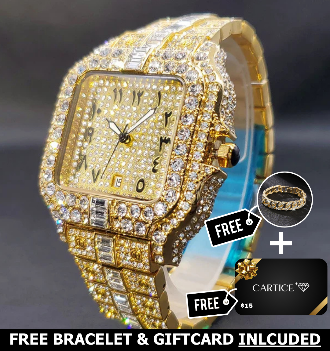 Arabic Iced Out Watch