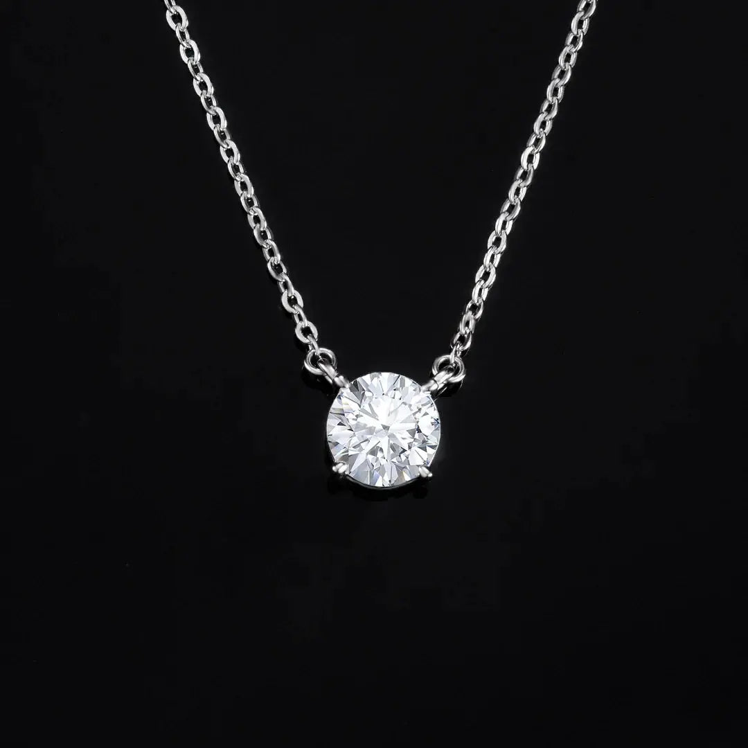 2ct Moissanite Solitaire Adjustable Necklace - White Vermeil Cartice-jewelry