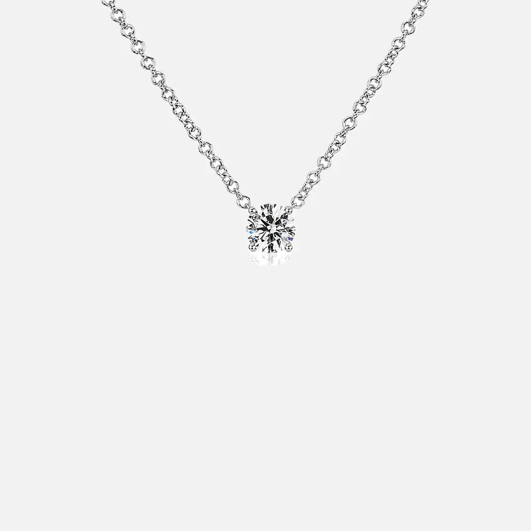 2ct Moissanite Solitaire Adjustable Necklace - White Vermeil Cartice-jewelry