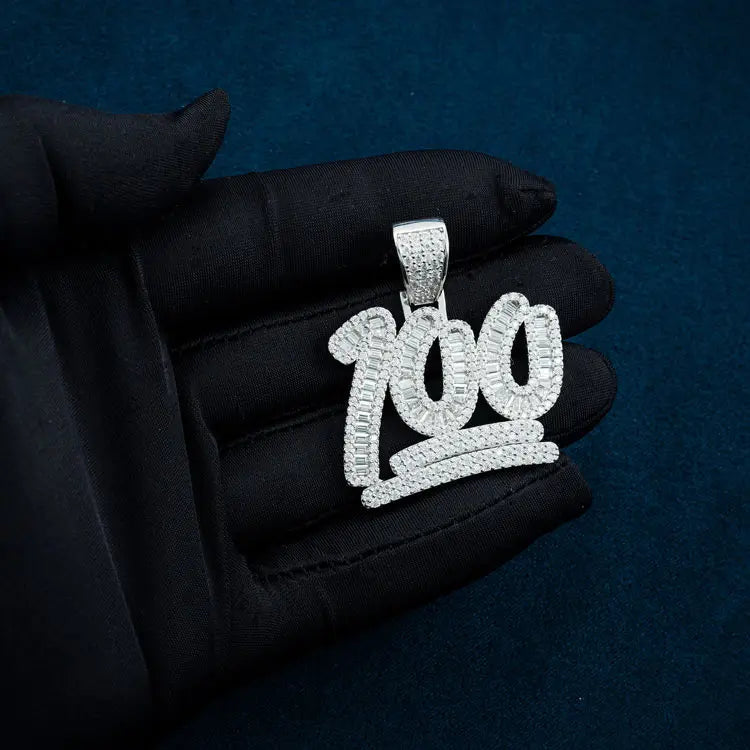 Moissanite 100 Emoji Pendant - Vermeil Gold Cartice-jewelry