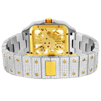 Skeleton Dial Watch Moissanite 19.5Ct. Two Tone Automatic Cartice-jewelry