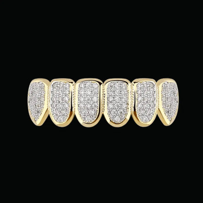 6 Top and Bottom Iced Out Grillz - Cartice™LuxuryJewelryGoldSilverWatchBraceletNecklaceChainIced-outCubanMoissaniteTarnish-freeStainlessDurablePremiumShinePlatedStatementDiamondAffordable