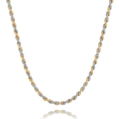 3mm Rope Chain - Two-Tone - Cartice™LuxuryJewelryGoldSilverWatchBraceletNecklaceChainIced-outCubanMoissaniteTarnish-freeStainlessDurablePremiumShinePlatedStatementDiamondAffordable