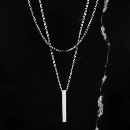 Bar Necklace Set - White Gold - Cartice™LuxuryJewelryGoldSilverWatchBraceletNecklaceChainIced-outCubanMoissaniteTarnish-freeStainlessDurablePremiumShinePlatedStatementDiamondAffordable