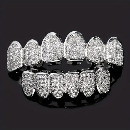 Iced Out Teeth Grillz - Cartice™LuxuryJewelryGoldSilverWatchBraceletNecklaceChainIced-outCubanMoissaniteTarnish-freeStainlessDurablePremiumShinePlatedStatementDiamondAffordable