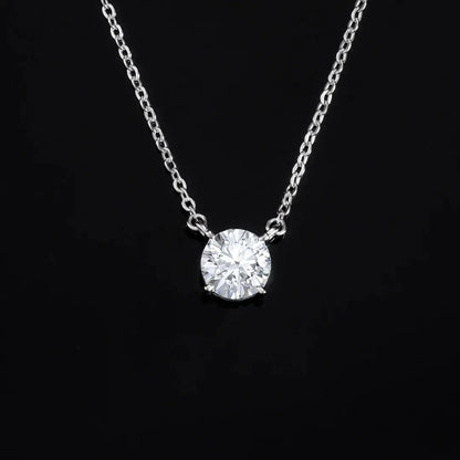 2ct Moissanite Solitaire Adjustable Necklace - White Vermeil Cartice-jewelry