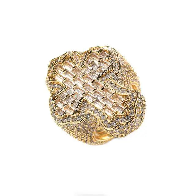 BAGUETTE CROSS RING - Cartice™LuxuryJewelryGoldSilverWatchBraceletNecklaceChainIced-outCubanMoissaniteTarnish-freeStainlessDurablePremiumShinePlatedStatementDiamondAffordable