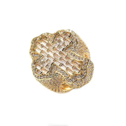 BAGUETTE CROSS RING - Cartice™LuxuryJewelryGoldSilverWatchBraceletNecklaceChainIced-outCubanMoissaniteTarnish-freeStainlessDurablePremiumShinePlatedStatementDiamondAffordable