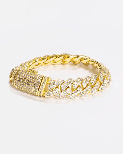 DIAMOND PRONG CUBAN BRACELET 14MM - Gold - Cartice™LuxuryJewelryGoldSilverWatchBraceletNecklaceChainIced-outCubanMoissaniteTarnish-freeStainlessDurablePremiumShinePlatedStatementDiamondAffordable