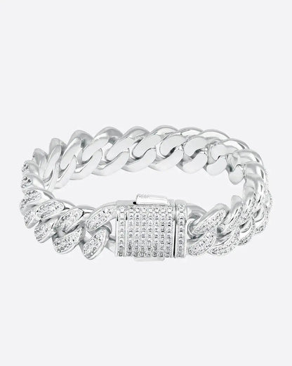 12MM ICED CUBAN LINK BRACELET - White Gold - Cartice™LuxuryJewelryGoldSilverWatchBraceletNecklaceChainIced-outCubanMoissaniteTarnish-freeStainlessDurablePremiumShinePlatedStatementDiamondAffordable